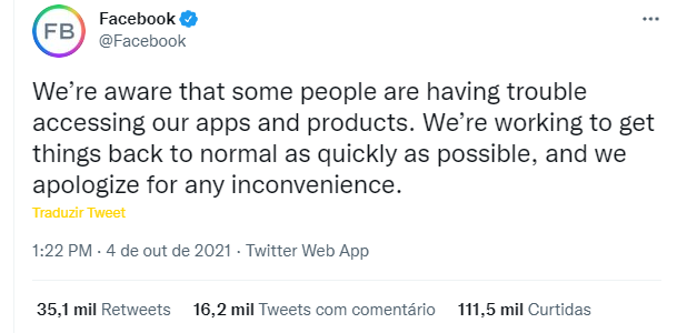O dia que o facebook, instagram e whatsapp parou O dia que o facebook, instagram e whatsapp parou