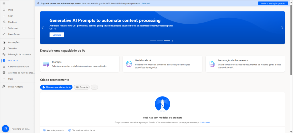 hub de ia com gpt no power automate 