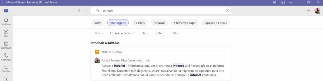 barra de pesquisa no microsoft teams